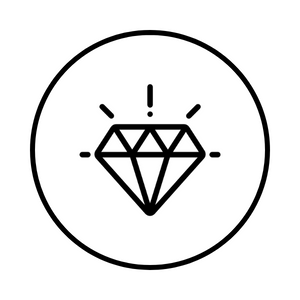 Value icon with a diamond shape inside a circle.